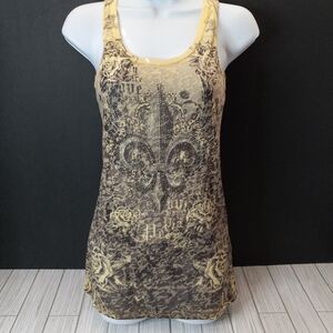 Vocal Y2K Rhinestone Fleur-de-lis Roses Bling Tank Top